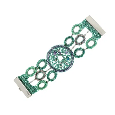Lavish By Tricia Milaneze Women's Green / Pink / Purple Neon Turquoise Mix Moira Maxi Handmade Bracelet