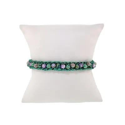 Lavish By Tricia Milaneze Women's Green / Pink / Purple Neon Turquoise Mix Molly Handmade Crochet Bracelet