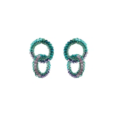 Lavish By Tricia Milaneze Women's Green / Pink / Purple Neon Turquoise Mix Nova Handmade Earrings