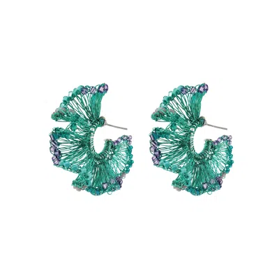 Lavish By Tricia Milaneze Women's Green / Pink / Purple Neon Turquoise Mix Rio Hoops Handmade Crochet Earrings