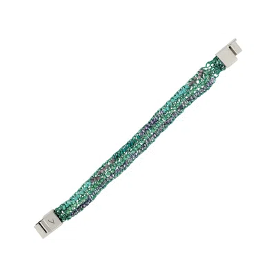Lavish By Tricia Milaneze Women's Green / Pink / Purple Neon Turquoise Mix Ziggy Handmade Crochet Bracelet