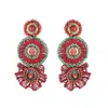 Lavish By Tricia Milaneze Women's Green / Pink / Purple Sunset Coral Mix Lia Cascade Handmade Crochet Earrings