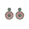 Lavish By Tricia Milaneze Women's Green / Pink / Purple Sunset Coral Mix Minerva Drop Handmade Crochet Earrings