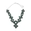 Lavish By Tricia Milaneze Women's Green / Silver Moss Green Mix Puzzle Maxi Handmade Crochet Necklace