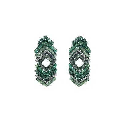Lavish By Tricia Milaneze Women's Green / Silver Moss Green Mix Rank Handmade Crochet Earrings