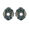 Lavish By Tricia Milaneze Women's Green / Silver Moss Green Mix Rooks Handmade Crochet Earrings