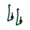 Lavish By Tricia Milaneze Women's Green / Silver Moss Green Trapeza Dome Hoops Handmade Crochet Earrings