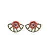 Lavish By Tricia Milaneze Women's Green / Yellow / Orange Sunset Coral Mix Themis Post Handmade Crochet Earrings