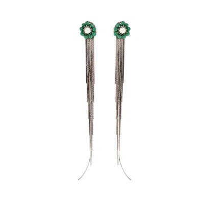 Lavish By Tricia Milaneze Women's Mint Green Mix Selene Handmade Earrings In Gray