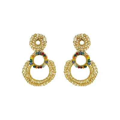 Lavish By Tricia Milaneze Women's Multi & Gold Artemis Crystal Handmade Crochet Earrings