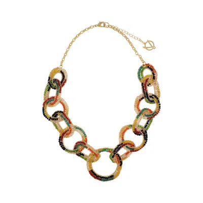 Lavish By Tricia Milaneze Women's Multi & Gold Artemis Maxi Handmade Crochet Necklace