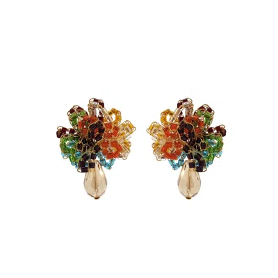 Lavish By Tricia Milaneze Women's Multicolor & Gold Drizzle Mini Posts Handmade Crochet Earrings