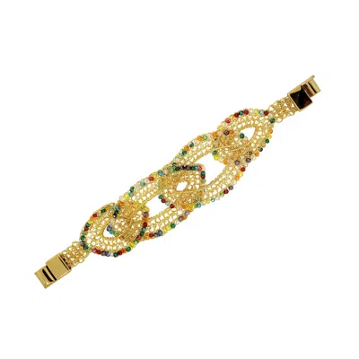 Lavish By Tricia Milaneze Women's Multicolor & Gold Minerva Handmade Crochet Bracelet