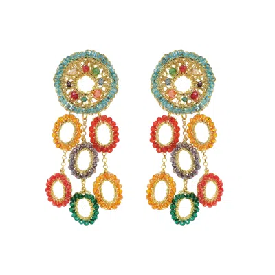 Lavish By Tricia Milaneze Women's Multicolor & Gold Moira Chandelier Handmade Earrings