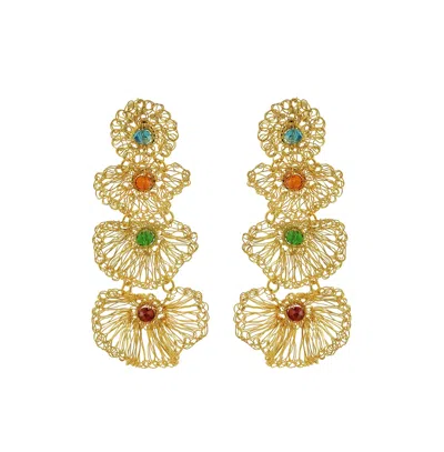 Lavish By Tricia Milaneze Women's Multicolor & Gold Shells Cascade Handmade Crochet Earrings
