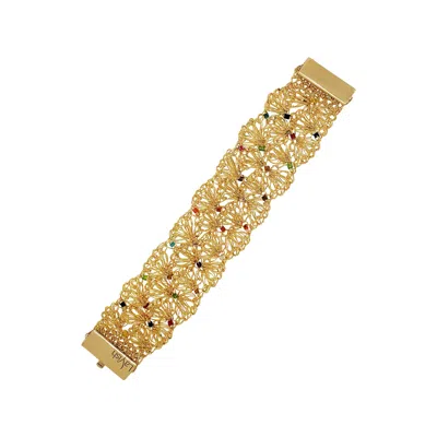 Lavish By Tricia Milaneze Women's Multicolor & Gold Shells Handmade Crochet Bracelet