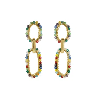 Lavish By Tricia Milaneze Women's Multicolor & Gold Urban Links Handmade Crochet Links Earrings