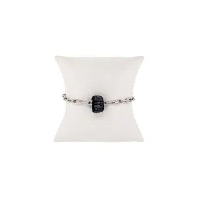 Lavish By Tricia Milaneze Women's Neutrals / Black / Silver Royal Black Mix High Roller Handmade Crochet Bracelet