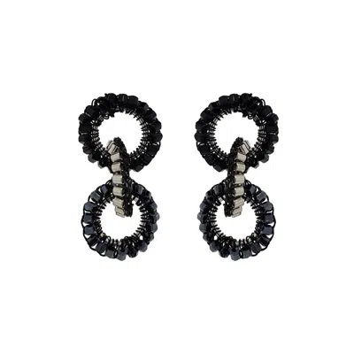 Lavish By Tricia Milaneze Women's Neutrals / Black / Silver Royal Black Mix Lola Handmade Crochet Earrings