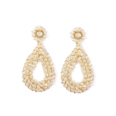 Lavish By Tricia Milaneze Women's Neutrals Clear & Gold Diana Handmade Earrings In Yellow