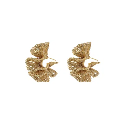Lavish By Tricia Milaneze Women's Neutrals / Gold All Vintage Gold Rio Hoops Handmade Crochet Earrings