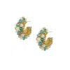 Lavish By Tricia Milaneze Women's Neutrals / Gold / Blue Seafoam Blue Mix Dandelions Hoops Handmade Earrings
