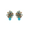 Lavish By Tricia Milaneze Women's Neutrals / Gold / Blue Seafoam Blue Mix Drizzle Mini Post Handmade Earrings