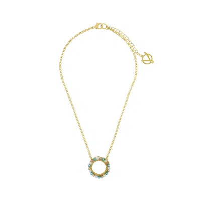 Lavish By Tricia Milaneze Women's Neutrals / Gold / Blue Seafoam Blue Mix Ellie Handmade Crochet Necklace