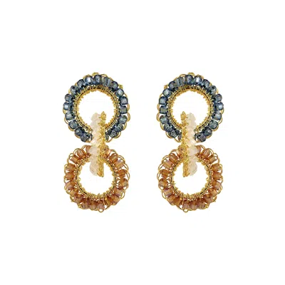 Lavish By Tricia Milaneze Women's Neutrals / Gold / Blue Seafoam Blue Mix Lola Handmade Crochet Earrings