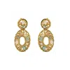Lavish By Tricia Milaneze Women's Neutrals / Gold / Blue Seafoam Blue Mix Moira Drop Handmade Earrings