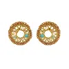 Lavish By Tricia Milaneze Women's Neutrals / Gold / Blue Seafoam Blue Mix Moira Maxi Post Handmade Earrings