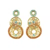Lavish By Tricia Milaneze Women's Neutrals / Gold / Blue Seafoam Blue Mix Moira Trio Handmade Earrings