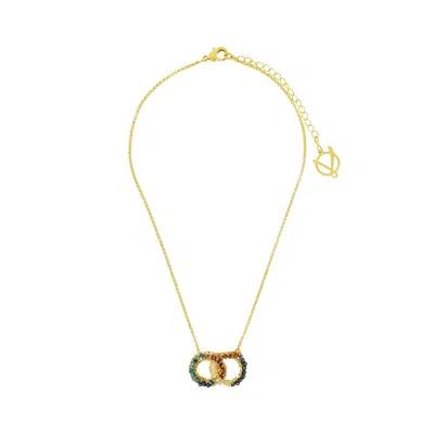 Lavish By Tricia Milaneze Women's Neutrals / Gold / Blue Seafoam Blue Mix Nova Handmade Crochet Necklace
