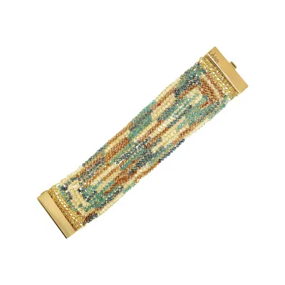Lavish By Tricia Milaneze Women's Neutrals / Gold / Blue Seafoam Blue Mix Signature Handmade Crochet Bracelet
