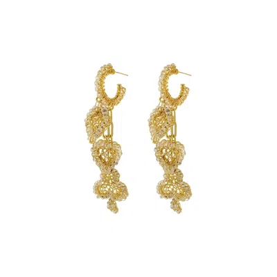 Lavish By Tricia Milaneze Women's Neutrals / Gold Clear & Gold Full House Handmade Crochet Earrings