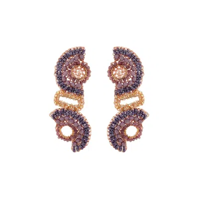 Lavish By Tricia Milaneze Women's Neutrals / Gold / Pink Breeze Lavender Mix Althea Cascade Handmade Crochet Earring