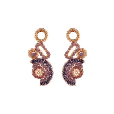 Lavish By Tricia Milaneze Women's Neutrals / Gold / Pink Breeze Lavender Mix Althea Dangle Handmade Earrings