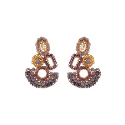Lavish By Tricia Milaneze Women's Neutrals / Gold / Pink Breeze Lavender Mix Althea Handmade Crochet Earrings