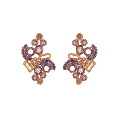 Lavish By Tricia Milaneze Women's Neutrals / Gold / Pink Breeze Lavender Mix Althea Maxi Handmade Crochet Earrings