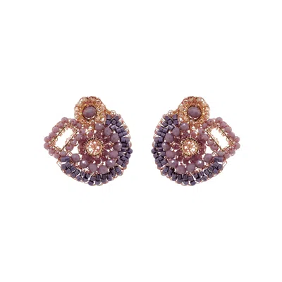 Lavish By Tricia Milaneze Women's Neutrals / Gold / Pink Breeze Lavender Mix Althea Post Handmade Crochet Earrings