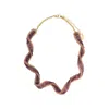 Lavish By Tricia Milaneze Women's Neutrals / Gold / Pink Breeze Lavender Mix Helix Handmade Crochet Necklace
