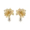 Lavish By Tricia Milaneze Women's Neutrals / Gold / White Pearl & Gold Drizzle Mini Post Handmade Earrings