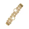 Lavish By Tricia Milaneze Women's Neutrals / Gold / White Pearl & Gold Patchwork Handmade Crochet Bracelet