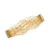 Lavish By Tricia Milaneze Women's Neutrals / Gold / White Pearl & Gold Strings Handmade Crochet Bracelet In Multi