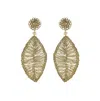 Lavish By Tricia Milaneze Women's Neutrals / Gold / White Vintage Gold Leaf Handmade Crochet Earrings