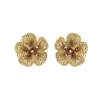 Lavish By Tricia Milaneze Women's Neutrals / Gold / White Vintage Gold Plumeria Post Handmade Earrings