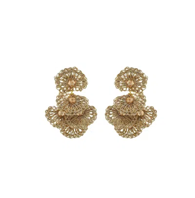 Lavish By Tricia Milaneze Women's Neutrals / Gold / White Vintage Gold Shells Mini Handmade Crochet Earrings In Multi