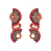 Lavish By Tricia Milaneze Women's Neutrals / Green / Pink Sunset Coral Mix Althea Cascade Handmade Crochet Earrings