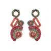 Lavish By Tricia Milaneze Women's Neutrals / Green / Pink Sunset Coral Mix Althea Dangle Handmade Crochet Earrings