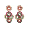 Lavish By Tricia Milaneze Women's Neutrals / Green / Pink Sunset Coral Mix Coco Handmade Crochet Earrings